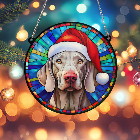Weimaraner Christmas Suncatcher